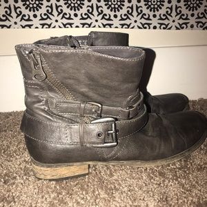 Gray Leather Booties